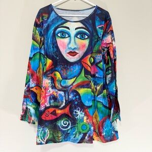Abstract Artistic Stainglass Colorful Long Sleeve Size 4XL